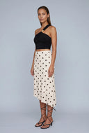 Polka Dot Asymmetrical Midi Skirt