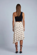 Polka Dot Asymmetrical Midi Skirt