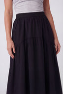 Lena High Waisted Tiered Nylon Maxi Skirt