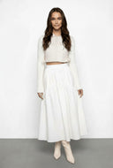 Lena High Waisted Tiered Nylon Maxi Skirt