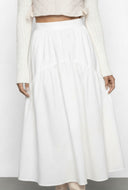 Lena High Waisted Tiered Nylon Maxi Skirt
