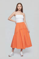 Ruffled Drop Waist Midi Skirt