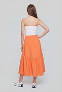 Ruffled Drop Waist Midi Skirt