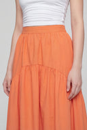 Ruffled Drop Waist Midi Skirt
