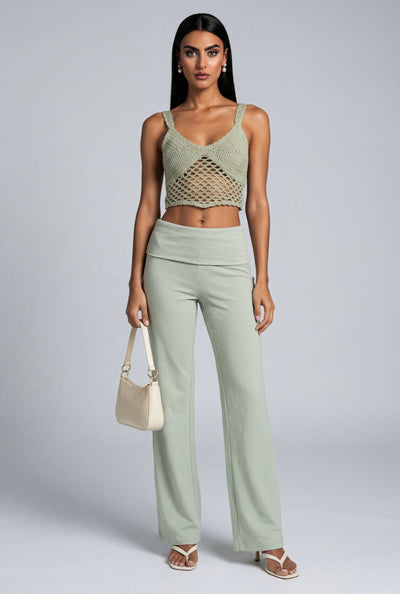 Fold Over Wide Leg Pants