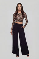 High Waist Crepe Knit Palazzo Pants