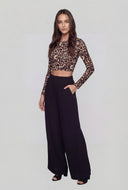 High Waist Crepe Knit Palazzo Pants