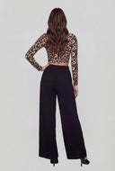 High Waist Crepe Knit Palazzo Pants