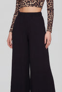 High Waist Crepe Knit Palazzo Pants