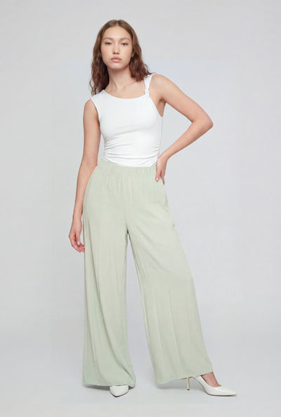 High Waist Crepe Knit Palazzo Pants