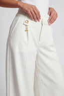 Chain Detail Wide-Leg Dress Pants
