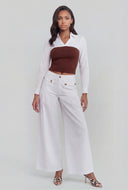 Tortoise Button Wide-Leg Pants