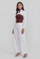 Tortoise Button Wide-Leg Pants