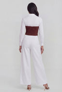 Tortoise Button Wide-Leg Pants