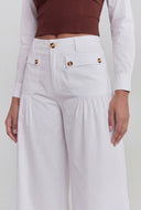 Tortoise Button Wide-Leg Pants