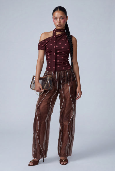 Aliza Sheer Ruffled Pants