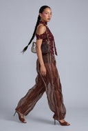 Aliza Sheer Ruffled Pants
