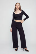 Mckinley Crepe Wide-Leg Drawstring Pants