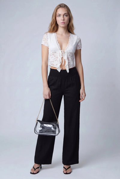 Smocked Waist Linen Pants