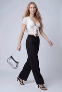 Smocked Waist Linen Pants