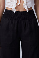 Smocked Waist Linen Pants