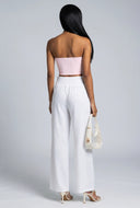 Smocked Waist Linen Pants