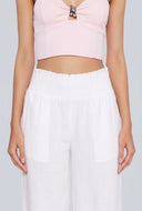 Smocked Waist Linen Pants