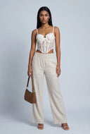 Smocked Waist Linen Pants