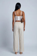 Smocked Waist Linen Pants