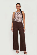Smocked Waist Linen Pants
