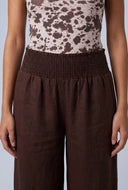 Smocked Waist Linen Pants