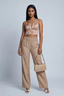 Smocked Waist Linen Pants