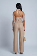 Smocked Waist Linen Pants