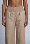 Smocked Waist Linen Pants