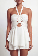 Cut Out Crepe Halter Neck Romper