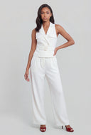 Belted Sleeveless Blazer Vest Jumpsuit