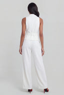 Belted Sleeveless Blazer Vest Jumpsuit