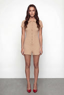 Mikayla Textured Button Front Collared Romper