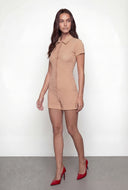 Mikayla Textured Button Front Collared Romper