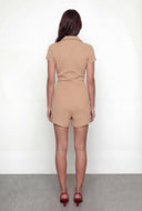 Mikayla Textured Button Front Collared Romper