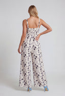 Floral Gauze Knit Wide-Leg Jumpsuit