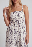 Floral Gauze Knit Wide-Leg Jumpsuit