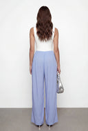 Mina Ponte Pleated Sleeveless Wide Leg Jumpsuit