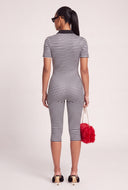 Striped Polo Capri Jumpsuit
