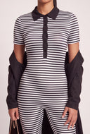 Striped Polo Capri Jumpsuit