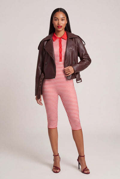 Striped Polo Capri Jumpsuit