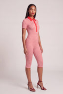 Striped Polo Capri Jumpsuit