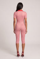 Striped Polo Capri Jumpsuit