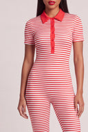Striped Polo Capri Jumpsuit