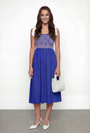 Smocked Bodice Tie Shoulder Midi Dress